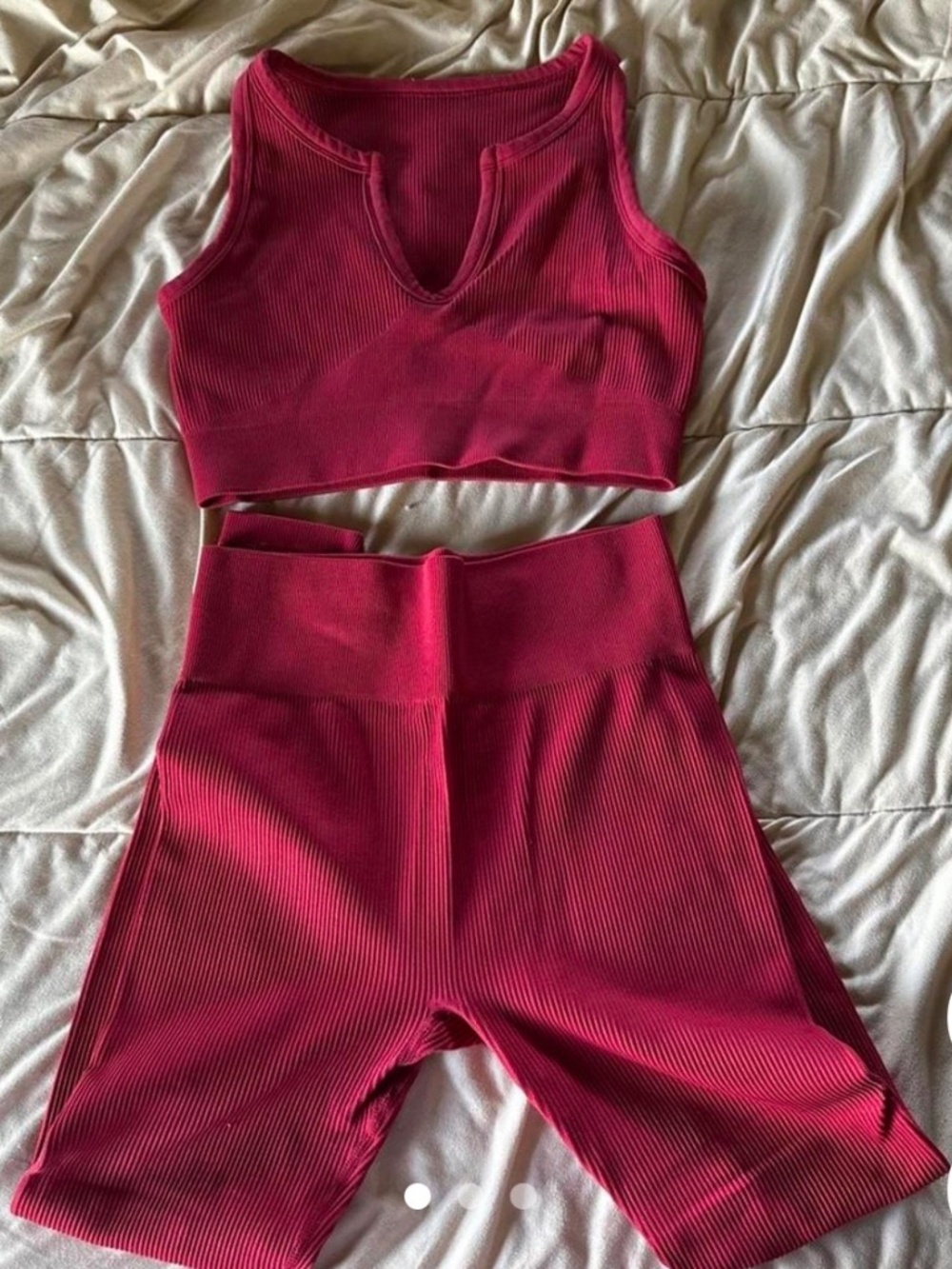 Red Ribbed Gym Set